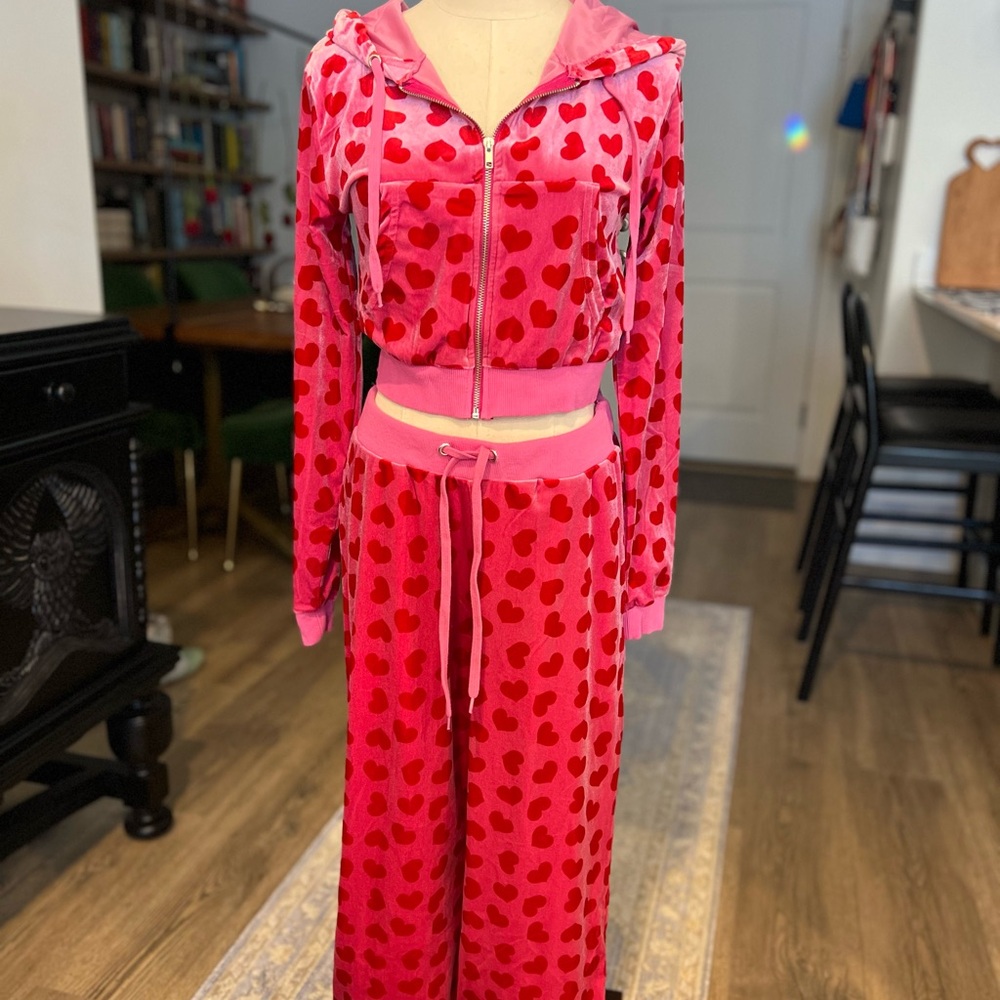 Sugar Thrillz Pink Velour Top (M) & Pants (L)